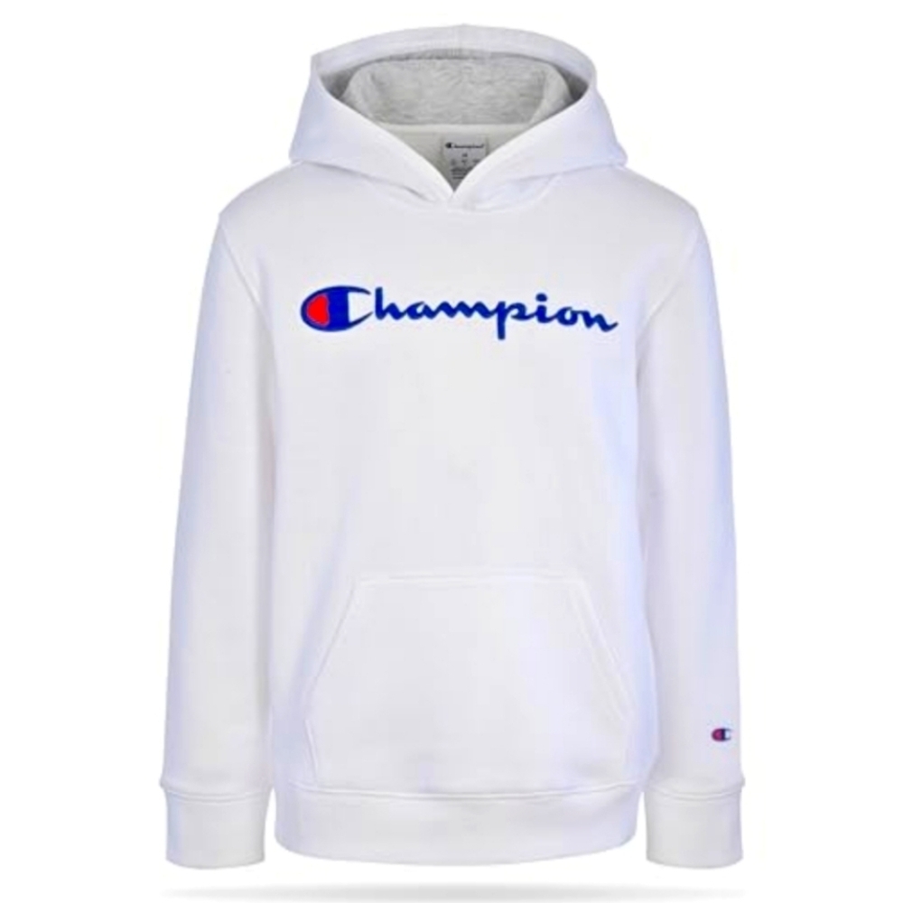 Champion White Pull Over Hooded Sweatshirt Hoodie Size XL Youth Girls
